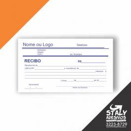 Bloco de Recibo Sulfite 75g 17x9 1x0  Cola e Capa 50 folhas cada talão
