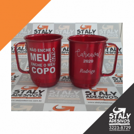 Caneca De Chopp Aluminio Vermelha Alumínio  1x0   500 ml