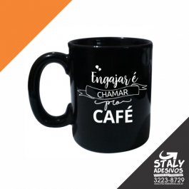 Caneca de Porcelana Preta Cerâmica Preta  4x0 Brilho  