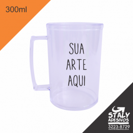 Caneca Transparente 300ml =Acrilico  1x0  =Brilho =300ml