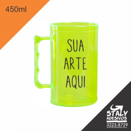 Caneca Verde Neon =Acrilico  1x0  =Brilho =450ml