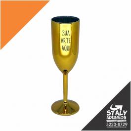 Taça Champanhe Metalizada Dourada Acrilico Poliestireno  1x0 Dourado Brilho 200ml